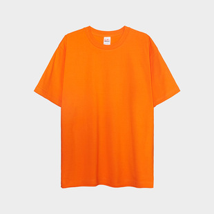 团队活动定制 橙色230g重磅纯棉圆领短袖 t恤男女全棉宽松打底大码
