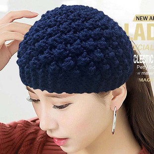 秋冬季保暖防风宽边发带头套护额头毛线针织发帽发卡遮盖白发头箍