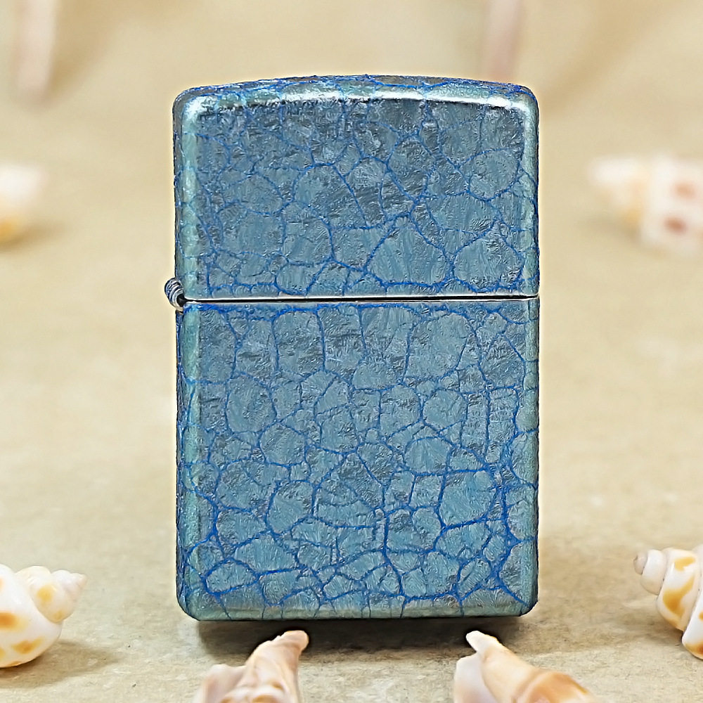 原装正品ZIPPO打火机205冰裂纹-蓝桔红绿色芝宝涂绘ZPPO防风男士