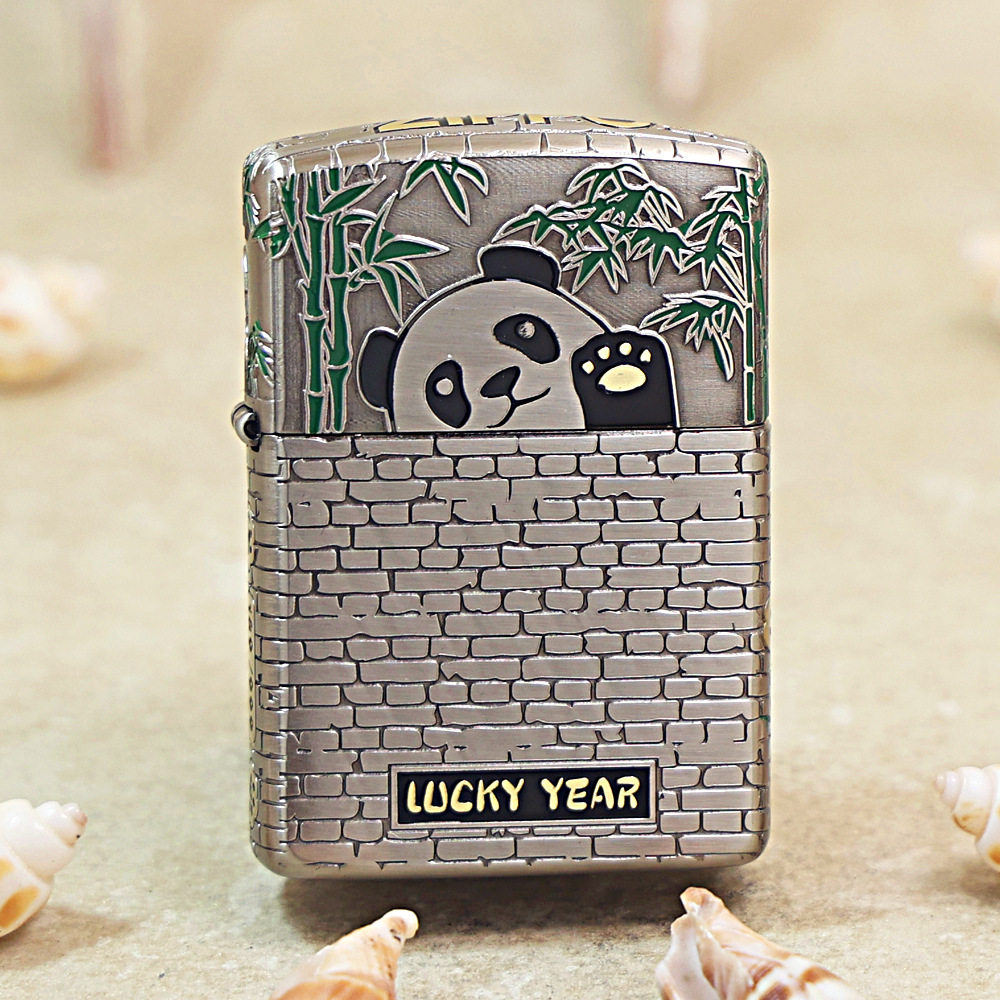 zippo之宝正品 162越狱熊猫动物 送礼收藏防风煤油打火机