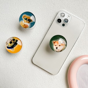 可爱小熊小狗猫咪手机气囊支架背贴可伸缩稳固桌面韩国ins风小众