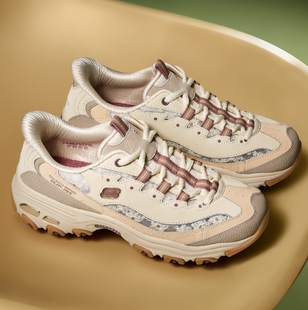 Skechers斯凯奇女鞋蕾丝熊猫鞋运动休闲鞋舒适增高厚底绑带150726