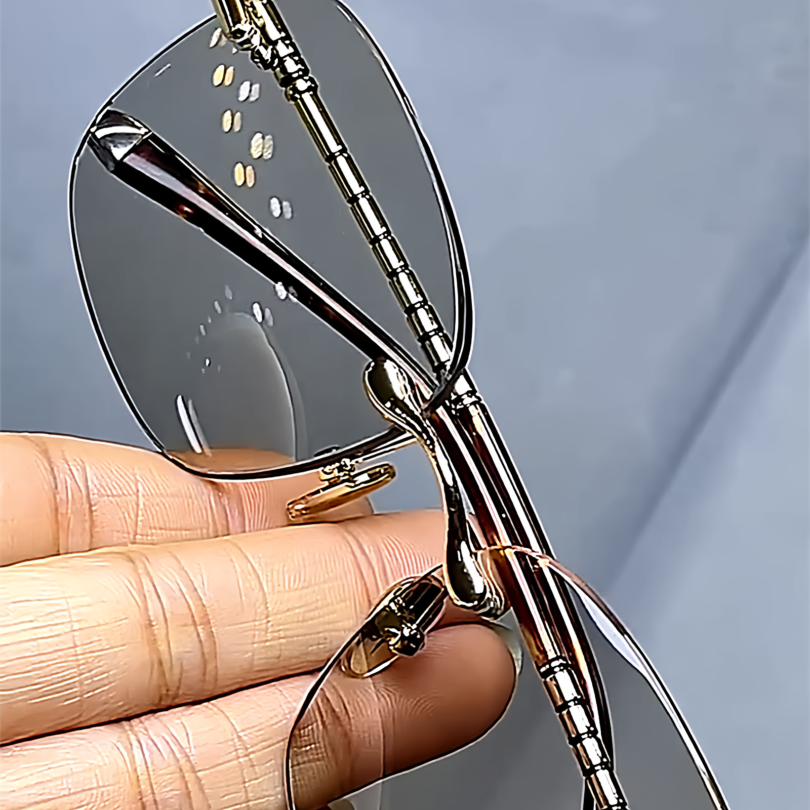 天然石头镜高清水晶太阳镜男高档无框冰糖茶色水晶司机开车护目镜