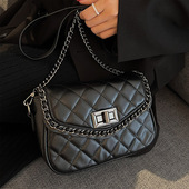 小香风包包新款 2024质感单肩时尚 洋气菱格包百搭链条斜挎包包女潮