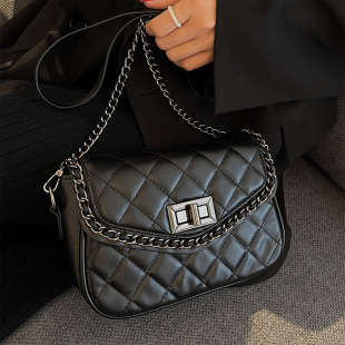 小香风包包新款 洋气菱格包百搭链条斜挎包包女潮 2024质感单肩时尚
