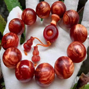 琥珀木满油全透光松明子明丁手串男北沉香血龙木佛珠檀木玩文手链