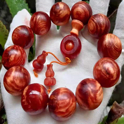 琥珀木满油全透光松明子明丁手串男北沉香血龙木佛珠檀木玩文手链