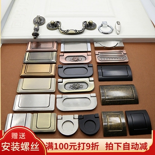 孔距25/32/64mm欧式复古衣柜抽屉明装隐形暗拉手平装吊坠鞋柜把手