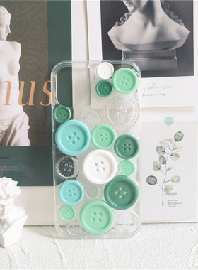 一只羊扣子绿色系手机壳适用于苹果1211Proma X70PRO米10NOVA8P40