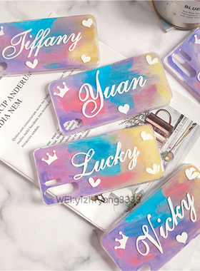 手绘定制内容定制中文字母名字适用于iphone14plusxsmax P50荣20