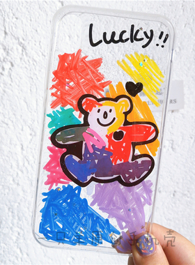 一只羊线条小熊手机壳适用于苹果14plus13pro12ProX70PRO米10NOVA