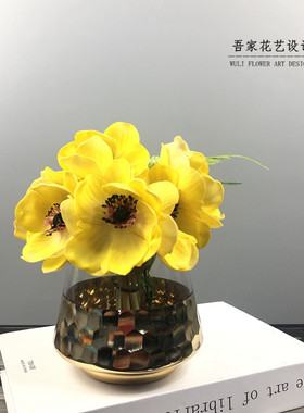 轻奢仿真蕙兰花艺小套装  样板间家居茶几边几桌面假花摆件