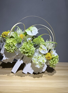 白色轻奢陶瓷 倾斜方管创意插花软装饰品  售楼部样板间客厅摆件