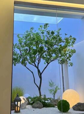 仿真绿植苔藓石头园林景观造景  样板间酒店餐厅楼梯假树摆件