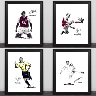 阿森纳亨利博格坎普实木相框足球迷照片墙桌摆大罗齐达内贝克汉姆
