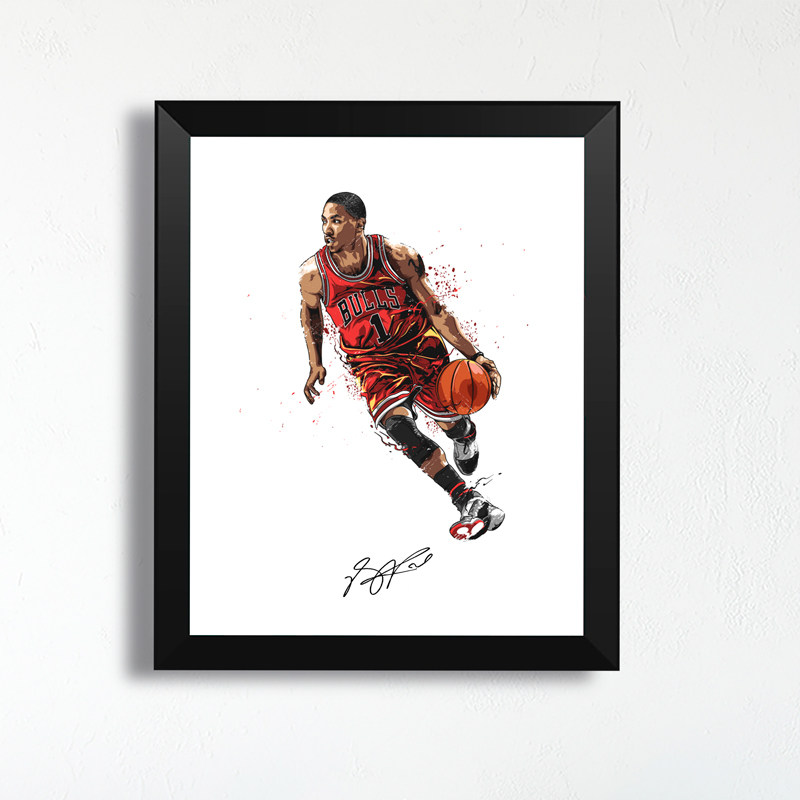 罗斯签名插画实木装饰家居相框艺术挂画照片墙桌摆件公牛周边海报