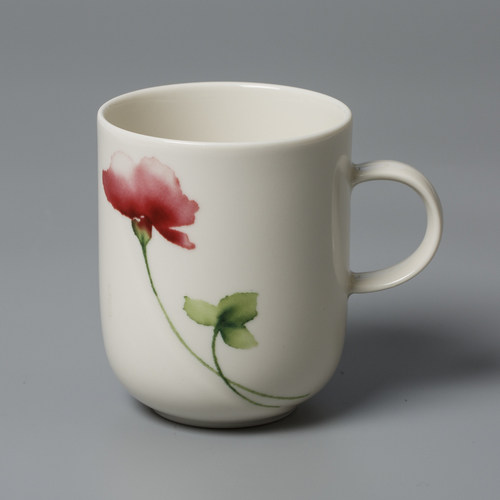 德国产玫瑰水杯Seltmann Weiden红花绿叶瓷茶杯咖啡杯250ml情人礼
