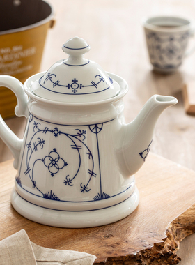 德国产茶壶Eschenbach咖啡壶陶瓷咖啡壶家用印度蓝欧式下午茶餐具