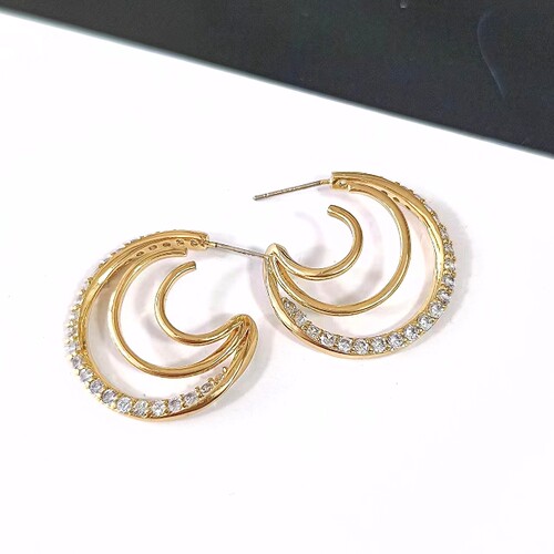 欧美风格余量s925银针铜件镀真金微镶锆石饰品水滴设计气质耳环女