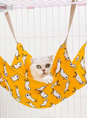 宠物夏季棉麻猫吊床透气窝猫咪秋千挂窝多色印花吊床宠物用品