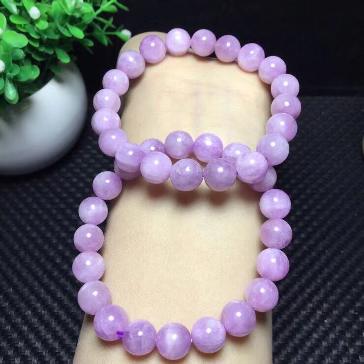 天然紫锂辉石手链女款单圈奶油体紫磷灰猫眼甜美水晶手串时尚饰品