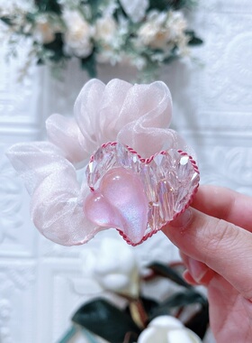 大肠发圈欧根纱水钻爱心时尚气质百搭马尾扎头绳发绳发饰饰品2257