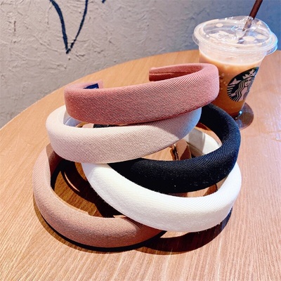 温柔奶油色海绵头箍显脸小东大门气质多色宽边外出发箍发饰女1871