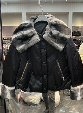 欧洲站2025冬季新款大翻领单排扣宽松百搭洋气短款白鹅绒服85536