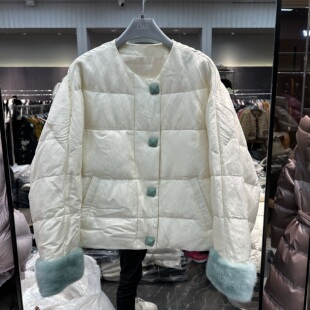 欧洲站2025冬季新款圆领单排扣气质百搭小个子90鹅绒羽绒服女2826