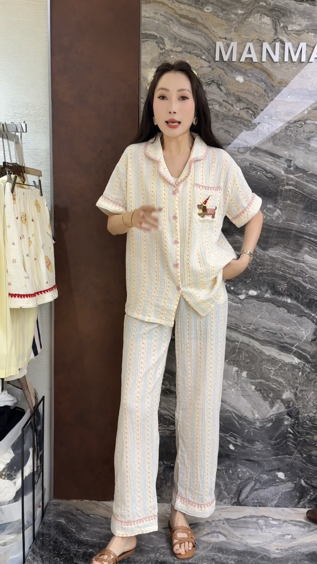 欧洲站2026夏季新款欧货翻领甜美风衬衫直筒休闲裤刺绣小狗套装潮