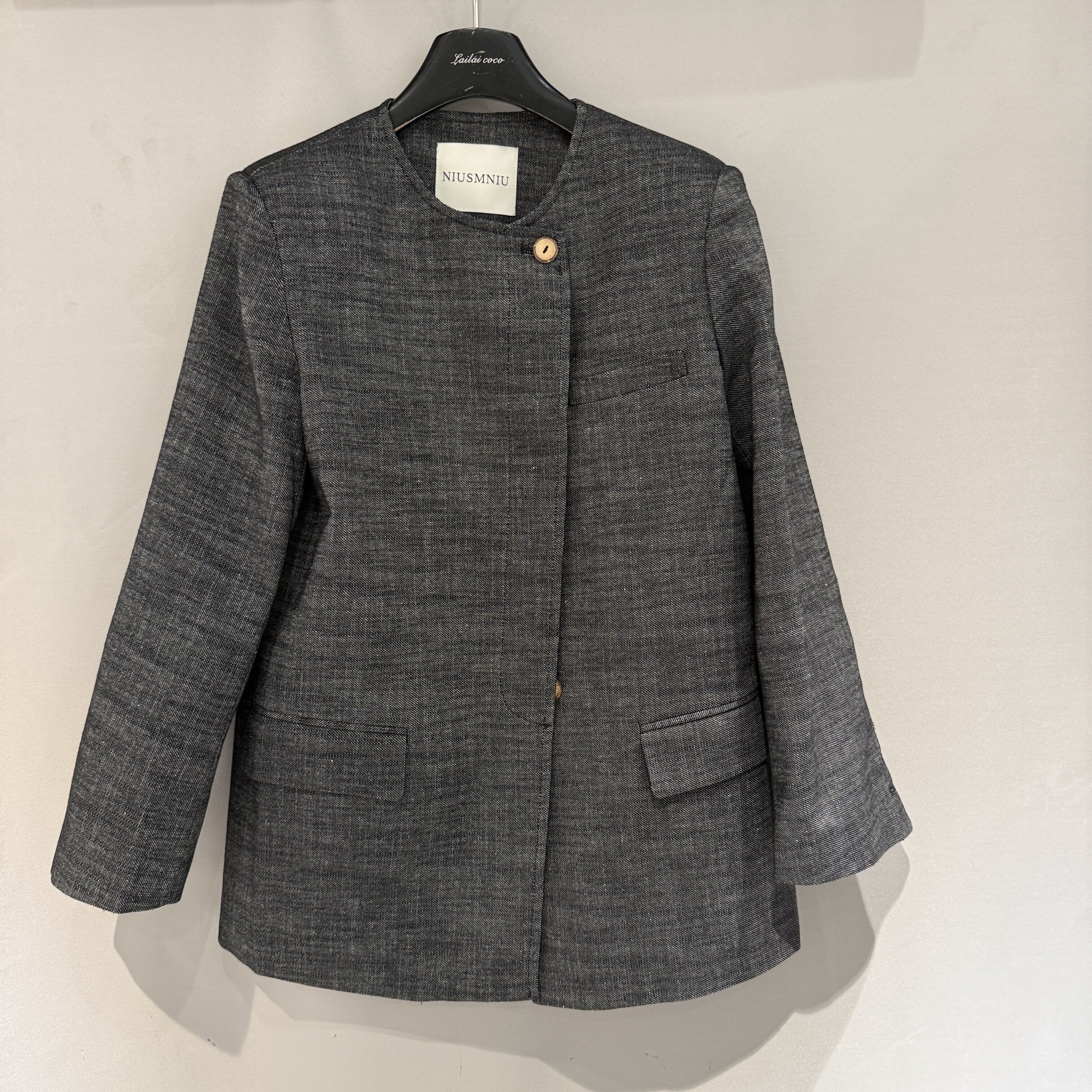 欧洲站2026春季新款圆领两粒扣百搭通勤休闲款女士西装外套10522