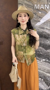 欧洲站2026夏季新款不规则洋气百搭小版欧纱国潮风女士无袖上衣潮
