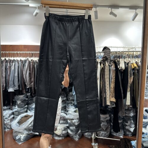 欧洲站2026秋季新品松紧腰头百搭显瘦修身款黑色涂层小脚裤71066