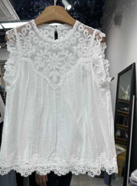 欧洲站2026夏季新款设计感小众拼接蕾丝宽松无袖女士时尚背心9632