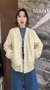 欧洲站2025冬季新款新中式国风提花高级感长袖百搭羽绒外套31622