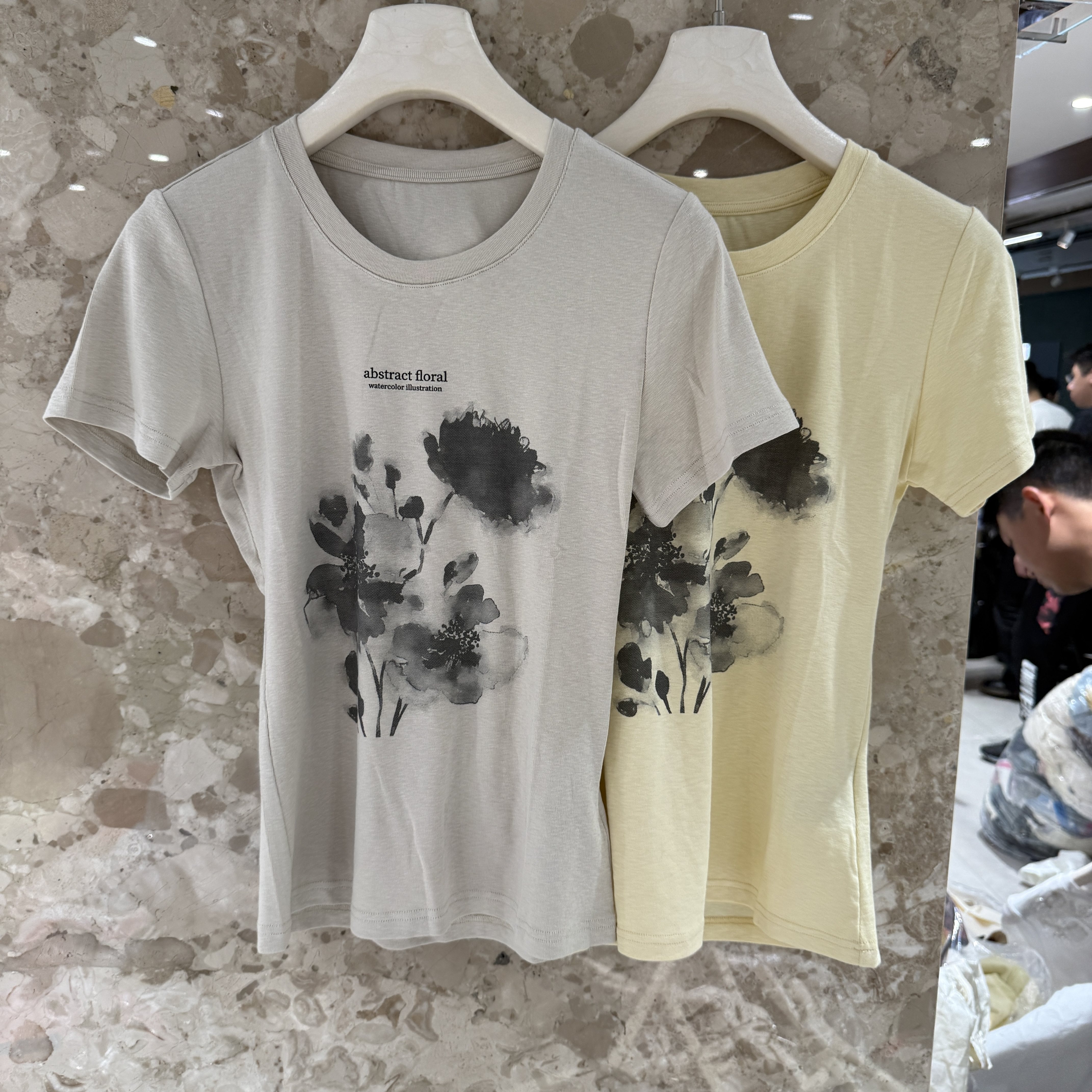 欧洲站2026春夏新款圆领百搭显瘦洋气水墨花色印花短袖T恤女638L