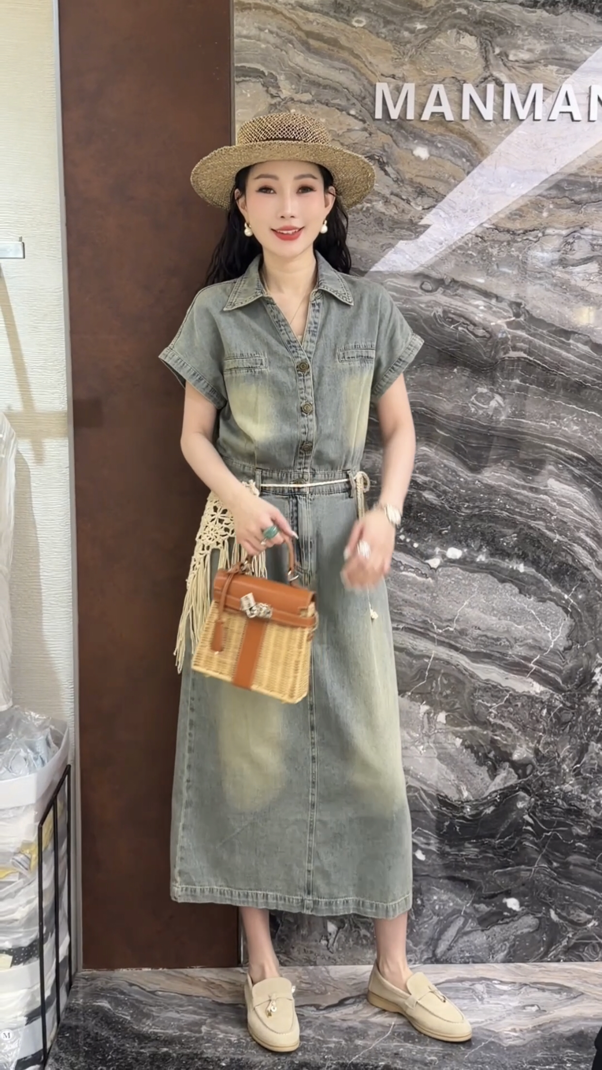 欧洲站2026夏季新款欧货v翻领流苏屁帘做旧水洗女士牛仔连衣裙潮
