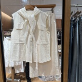 马夹坎肩显瘦气质半裙套装 V领绑带丝巾款 97019 新款 欧洲站2026春季