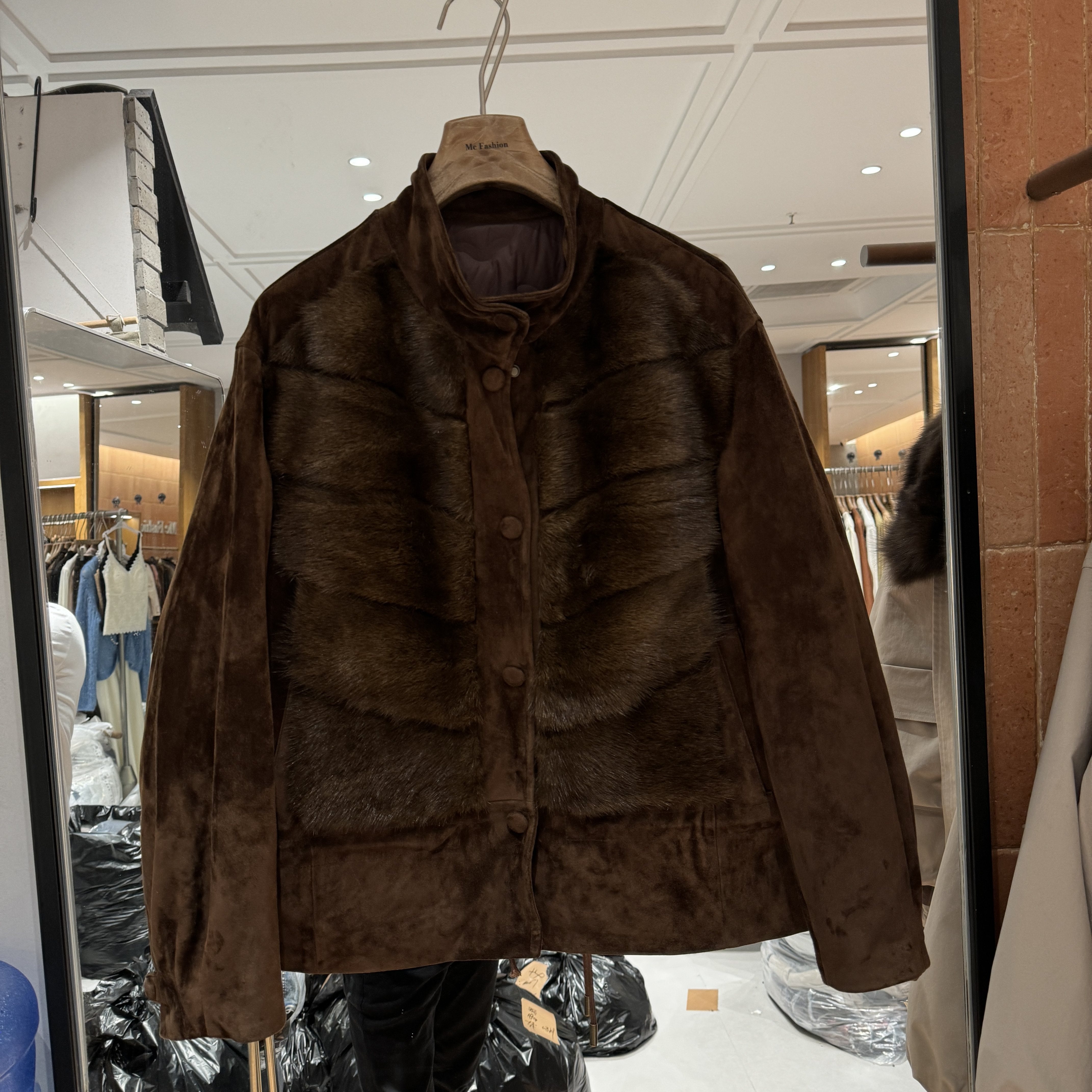 可可家欧货2026冬款半高领水貂毛拼接洋气高级感皮草鹅绒服女2799
