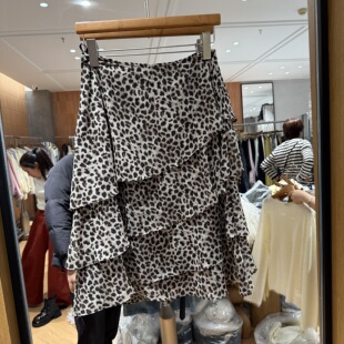 欧洲站2026新款复古休闲风高腰豹纹印花气质高级感女士包臀半身裙