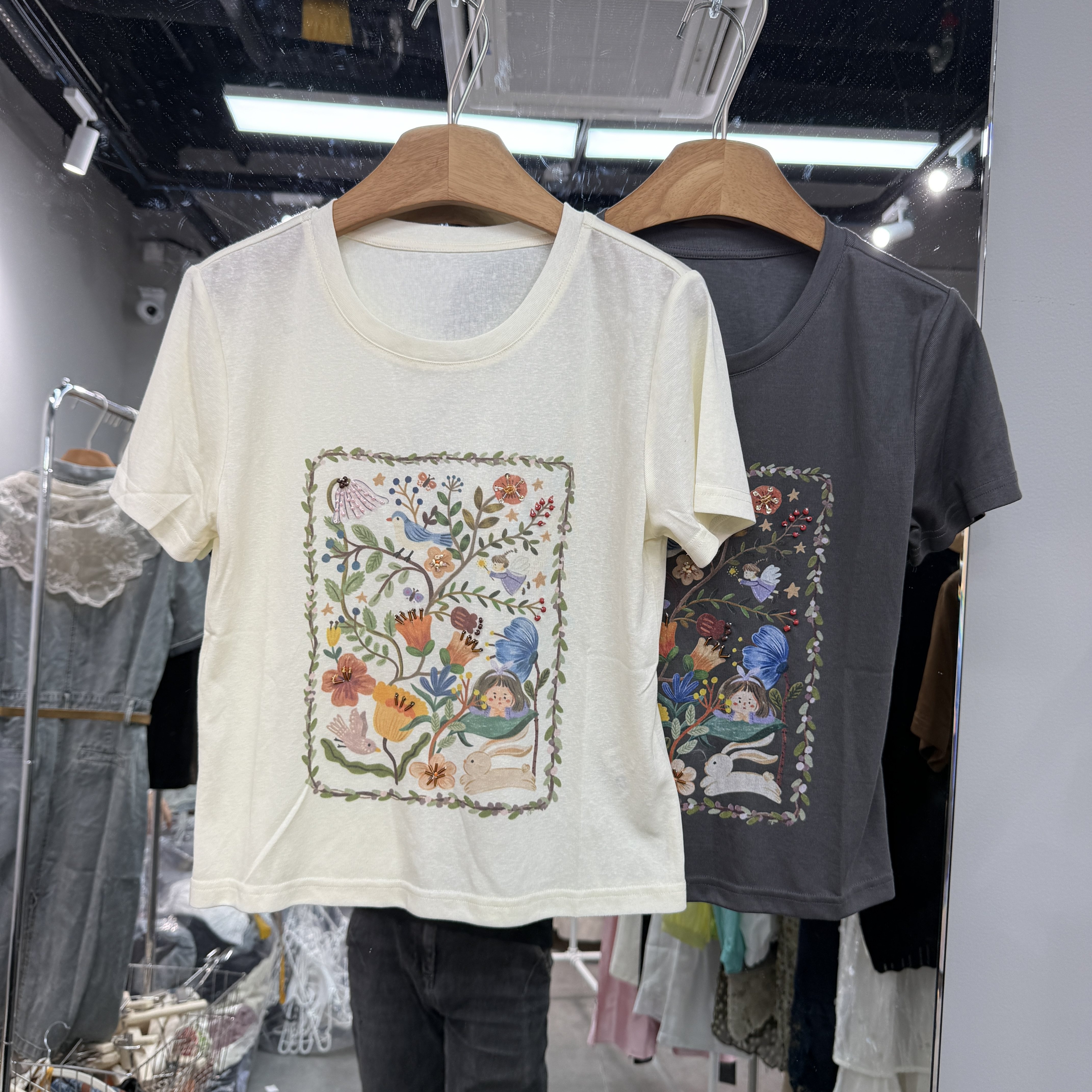 欧洲站2026夏季新款圆领印花图案显瘦百搭套头女士小版短袖85029