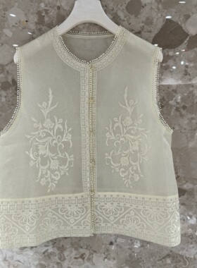 欧洲站2026春季新款中式国风刺绣图案百搭气质高级感蚕丝马夹6062