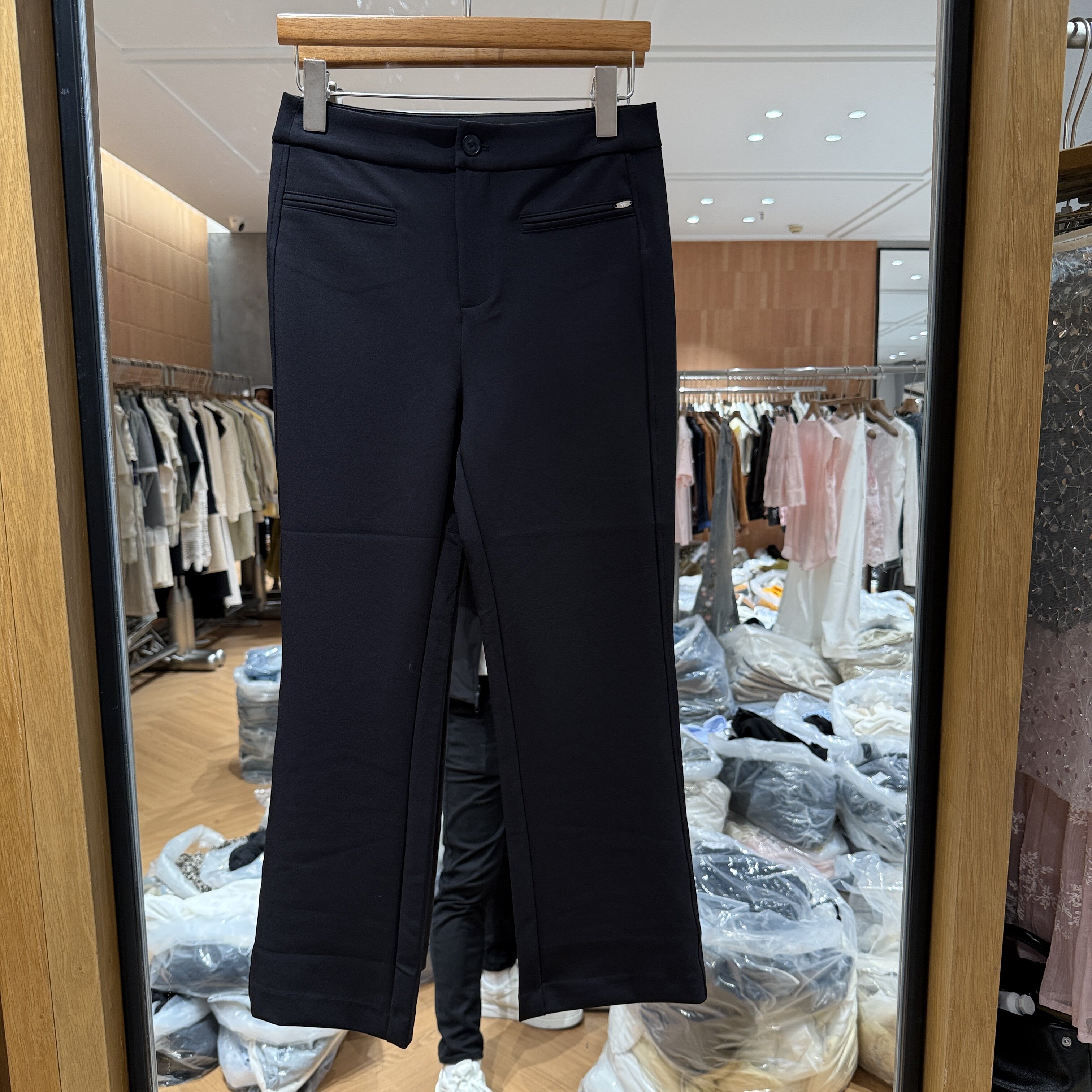 欧洲站2026春夏新款气质百搭显瘦弹力黑色西裤女休闲微喇裤69580