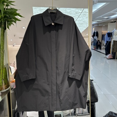 欧洲站2026春季新款时尚韩系风polo领宽松休闲中长款女士风衣外套