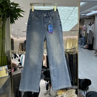 显瘦大弹力休闲九分牛仔裤 欧洲站2026春季 一粒扣修身 韩版 女潮 新款