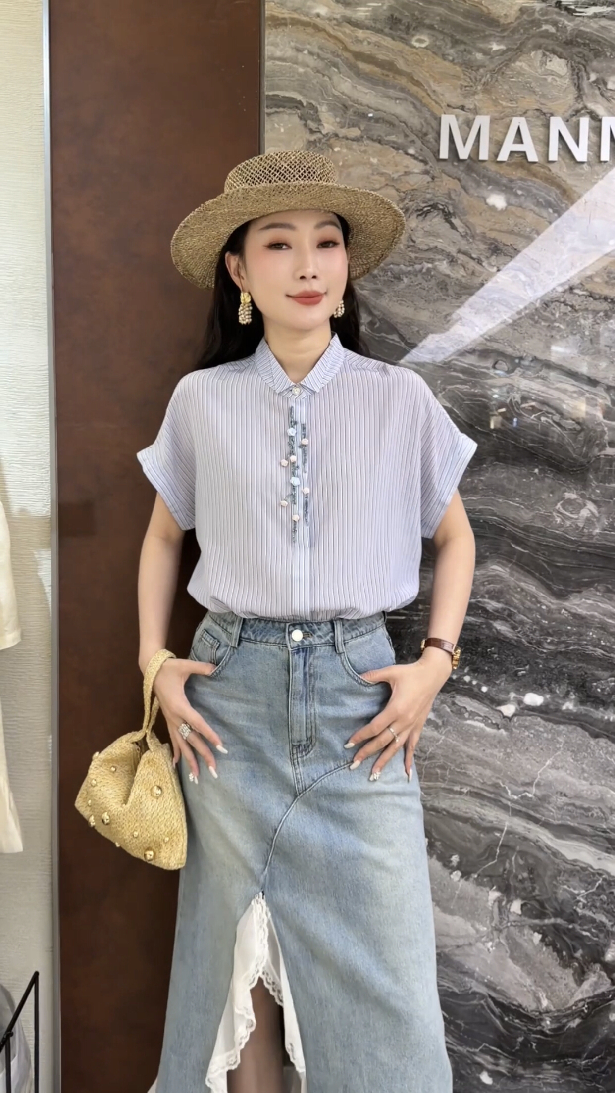 曼曼家2026夏季新款港味风复古条纹衬衫女设计感小众宽松显瘦上衣