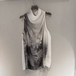 新款 N26 法式 蚕丝衬衫 650 水墨印花气质高级感无袖 欧洲站2026春季