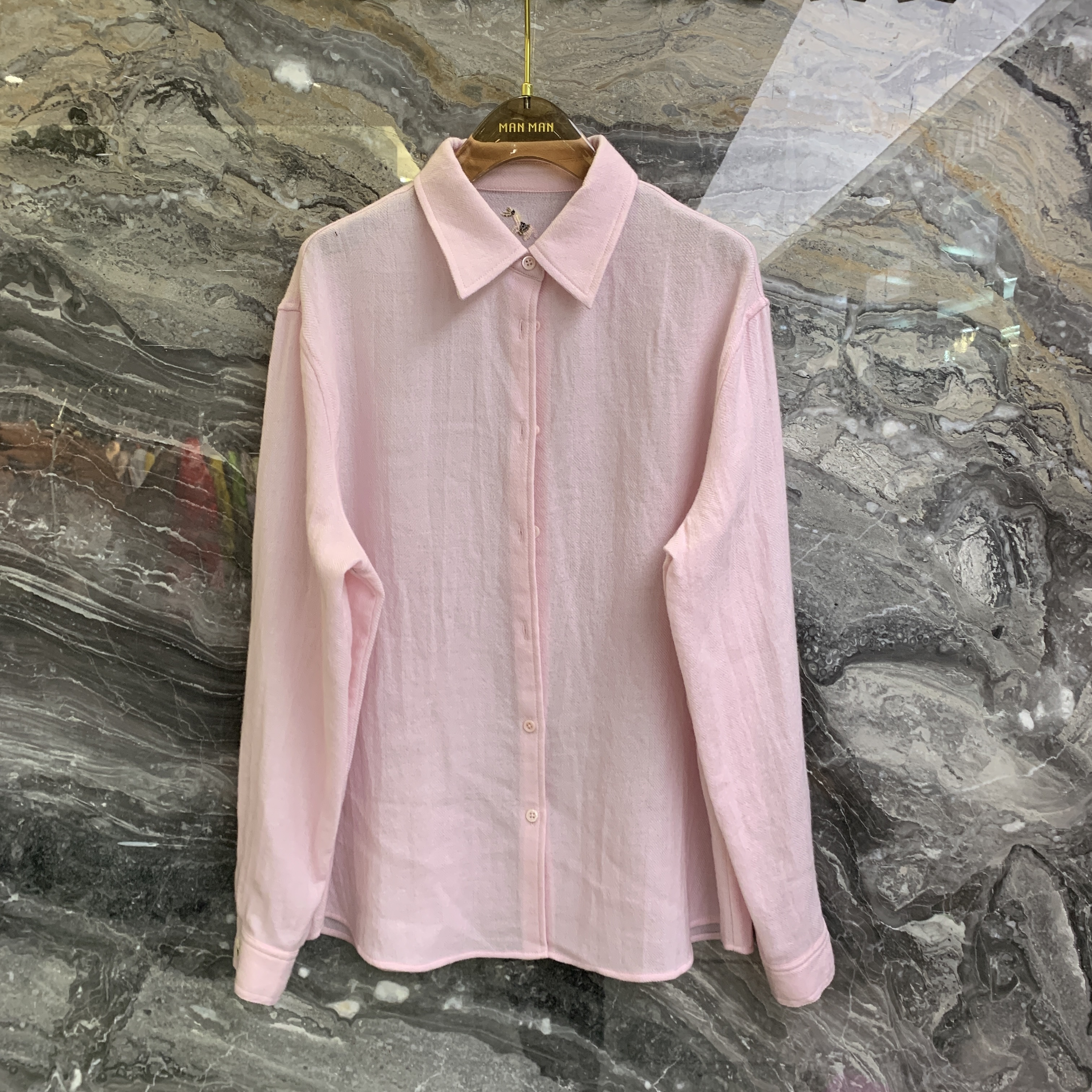 欧洲站2025冬季新款翻领单排扣纯色百搭长袖羊毛女士衬衫潮56008