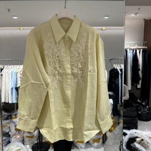7921 xiu翻领重工刺绣设计感宽松百搭女士衬衫 欧洲站2026春季 新款