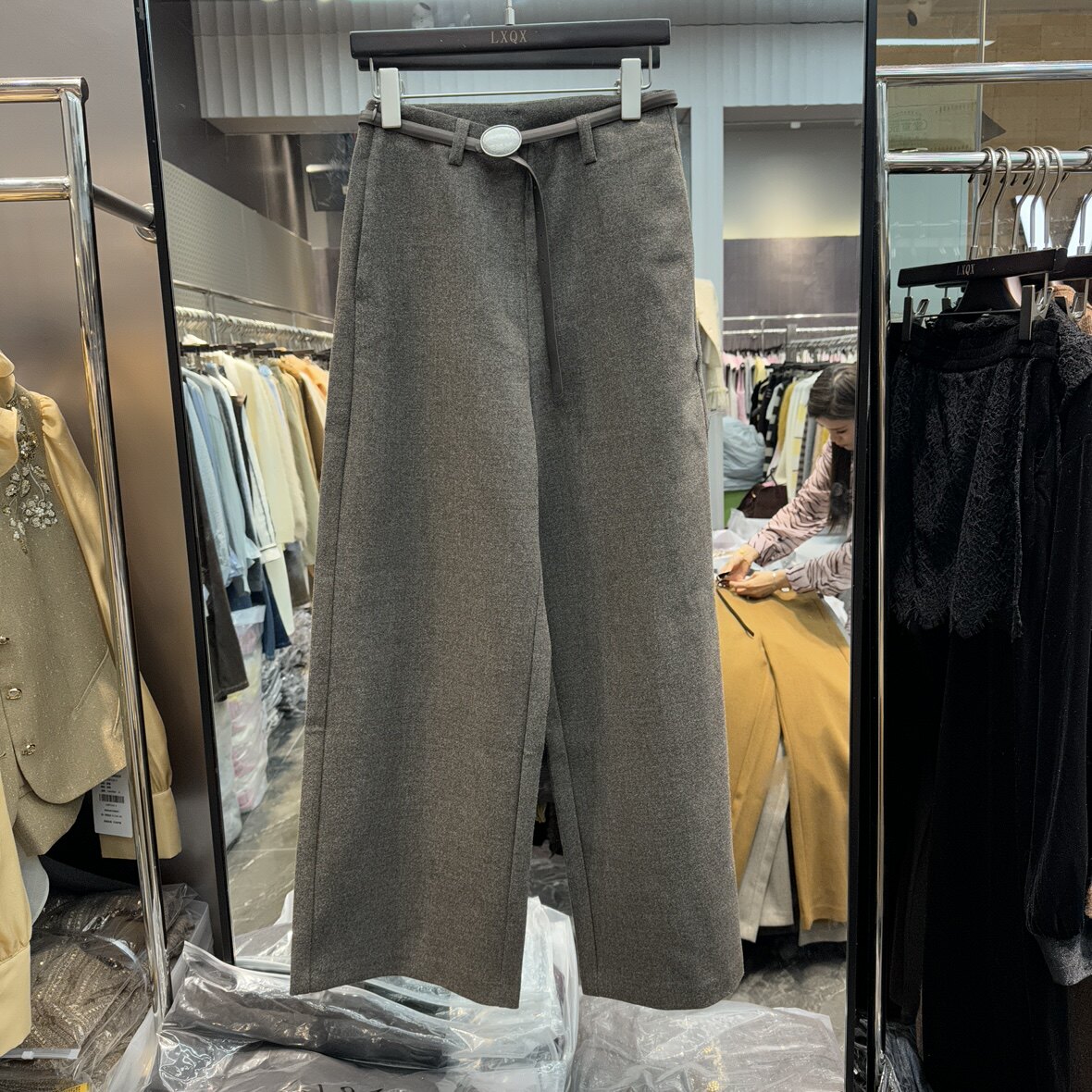 可可家欧货2026秋季新品高腰金属扣显瘦百搭款女士宽松休闲裤1291
